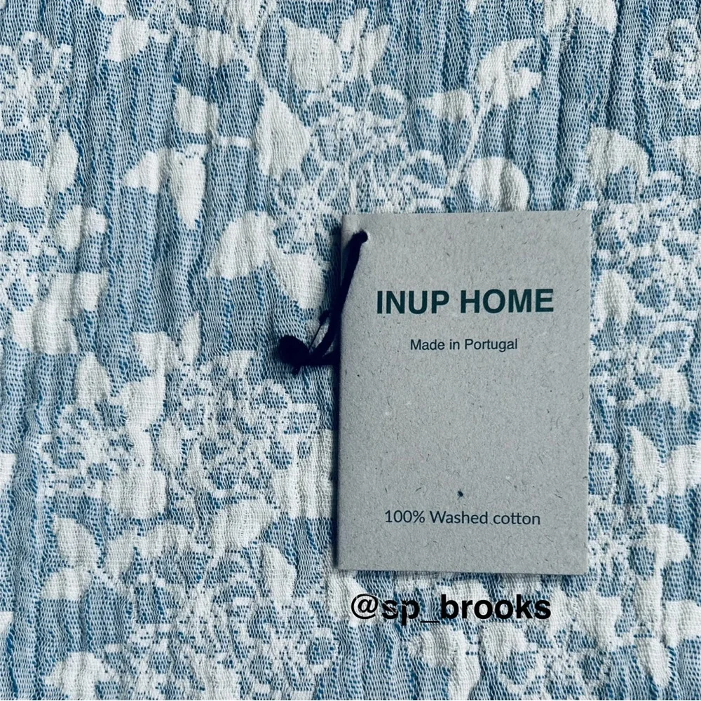 🎁INUP Home Cotton Throw Blanket - Washed Cotton Light Blue Floral